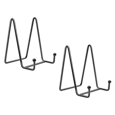 Imagem de 2 suportes de exibição de placa de ferro para mesa porta-retratos suporte de exibição de revistas suporte de enfeite para pratos, fotos e livros