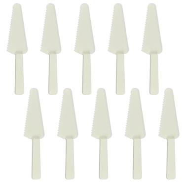 Imagem de Servidor de cortador de bolo de plástico embalado individualmente de 23 cm - Faca de espátula branca para torta, pizza, pastelaria, casamento e buffet (branco, 10)