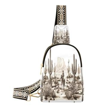 Imagem de CEBUGI Bolsa tiracolo feminina Western Cowboy pequena de couro, pochete transversal para trilhas, viagens ao ar livre