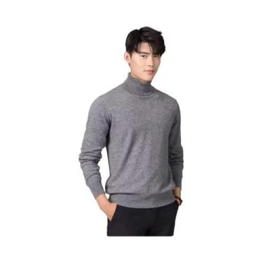 Imagem de Suéter Masculino De Gola Alta Em Mistura De Cashmere E Algodão Para Ou