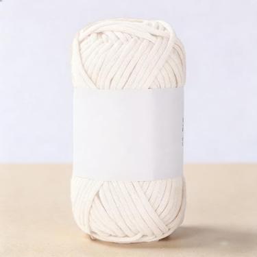 Imagem de Fio tubular - 1 pacote de 100 g - 72% algodão 28% nylon - nº 5 volumoso - 100 m - para tricô, crochê e amigurumi (02 branco leitoso)