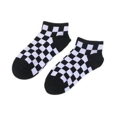 Imagem de Meias Curtas De Algodão Com Estampa Geométrica Para Mulheres Harajuku,