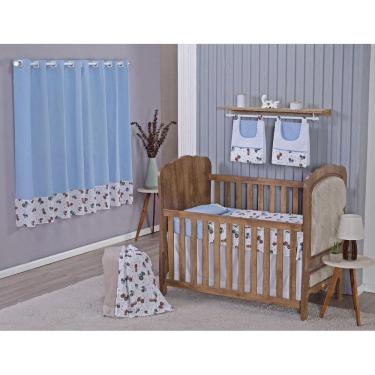 Imagem de Enxoval Bebe Kit Berço Americano Cortina Algodão Menino