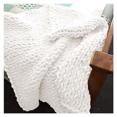 Imagem de Cobertor de malha grossa, cobertor de malha de fio de chenille ultramacio, cobertor lavável na máquina para sofá – 100 x 120 cm