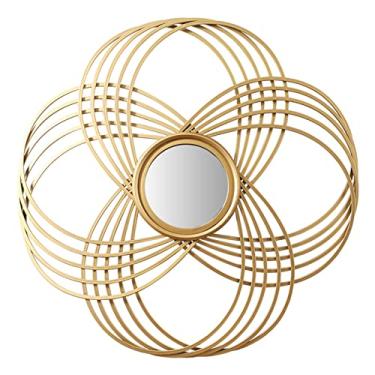 Imagem de Decoração de parede de metal para casa, esculturas de parede modernas de ferro forjado decoração de parede espelho enfeite de parede para casa sala de estar fundo mural de parede artesanato hotel arte