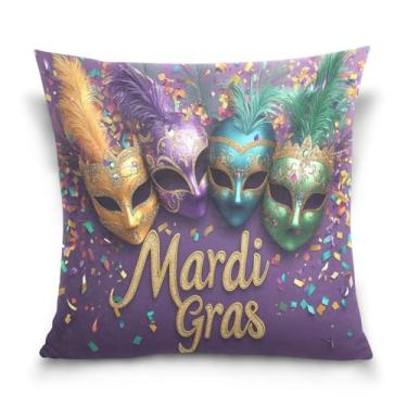 Imagem de Blueangle Capas de almofada de máscara de carnaval - 50 x 50 cm, decoração de férias de fazenda para sofá de casa (364)
