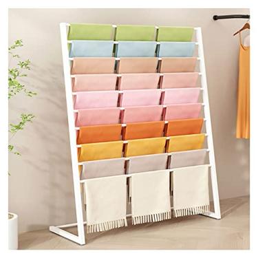Imagem de HHHJQFAAT Suporte de toalha de metal independente, organizador hijab de 10 camadas com almofadas antiderrapantes para armazenamento de entrada próximo à banheira ou chuveiro (cor: branco, tamanho: 120