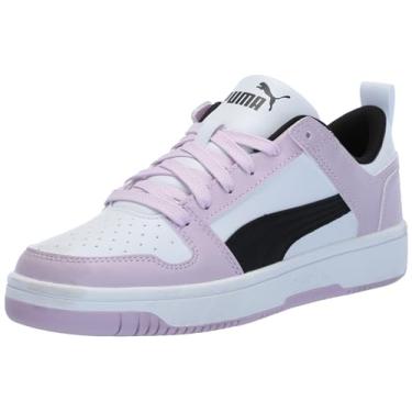 Imagem de PUMA Tênis infantil unissex Rebound Layup Lo, Puma Névoa de uva preta branco-puma, 20