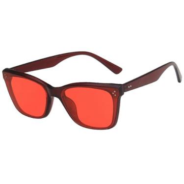 Imagem de Óculos de Sol Femininos e Masculinos Jelly Color Rice Nail Cat Eye com Proteção UV400 para Esportes ao Ar Livre, Corrida e Ciclismo, Vermelho