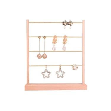 Imagem de KHUTRW3D Organizador de joias, suporte de exibição de brincos de faia/nogueira, suporte de joias de grande capacidade, ornamentos criativos, joias de madeira, suporte de exibição de joias (natural