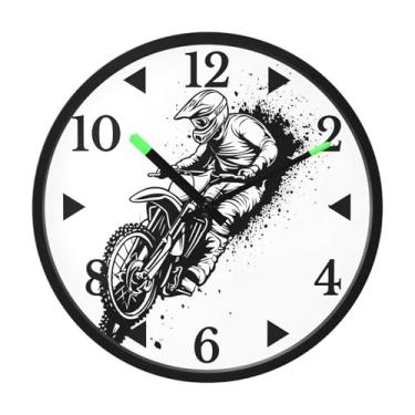 Imagem de STAYTOP Relógio de parede de LED de motocicleta legal para quarto com brilho noturno, relógios de parede silenciosos de 30 cm para decoração de sala de estar, controle de som, relógio de parede