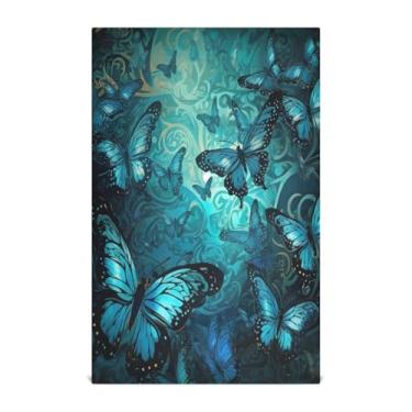 Imagem de Wassud Toalhas de cozinha toalha de cozinha borboleta azul 1 pacote panos de prato macios com laço para pendurar toalha de mão de secagem rápida super absorvente toalhas de chá de mesa decorativas 71