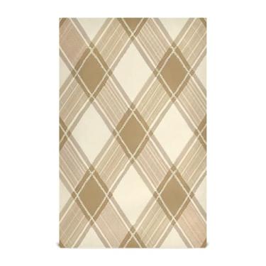 Imagem de Wassud Toalhas de cozinha marrom claro padrão xadrez toalhas de prato de cozinha 1 pacote panos de prato macios com laço para pendurar toalha de mão super absorvente de secagem rápida toalhas de chá