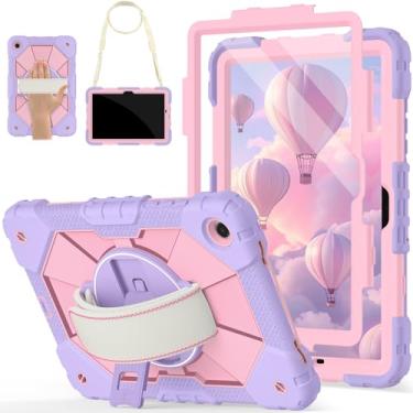Imagem de Nitupai Capa para Galaxy Tab A11+ Plus 2025/ A9+ 2023 de 11 polegadas, capa robusta para tablet Samsung Tab A11 Plus Galaxy A9+ com alça de mão giratória 360, suporte e alça de ombro, rosa roxa