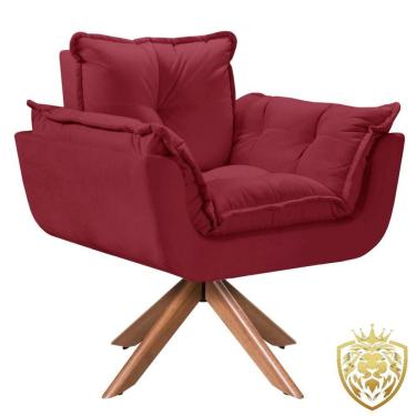Imagem de Poltrona Opalla Giratória Madeira Suede Bordô