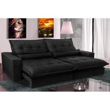 Imagem de Sofa Retrátil E Reclinável 2,72m Com Molas Ensacadas Cama Inbox Soft Tecido Suede Preto