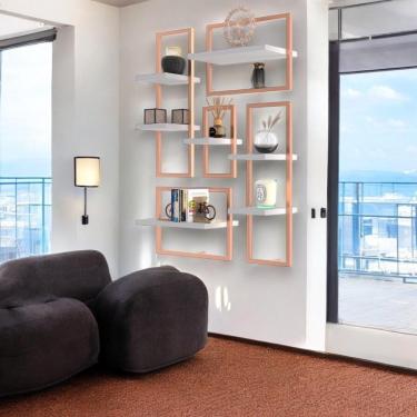 Imagem de Conjunto 7 Prateleiras Industrial Branco/cobre - Pleno