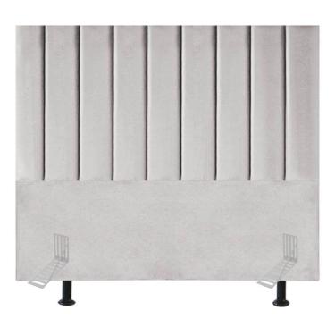 Imagem de Cabeceira Estofada Cama Box King 195 Cm Esther Linho E Frame cinza Claro