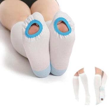 Imagem de Meia Compressão 3/4 Branca Antitrombo Antivarizes Tamanho M - Palaziun