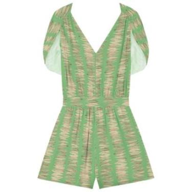 Imagem de Macacão Curto Estampado Com Decote Em V Em Viscose-Feminino