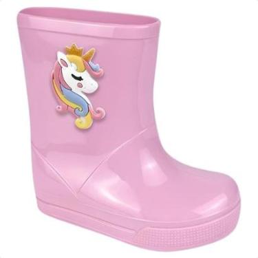 Imagem de Galocha Bota Boot Cortuno Infantil Luelua Feminina Super Confortável Calce Fácil Unicórnio Estilosa-Feminino