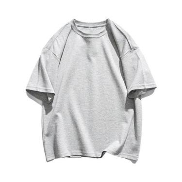 Imagem de Camiseta Masculina Oversized De Algodão 9.9oz, Alta Qualidade, Manga C