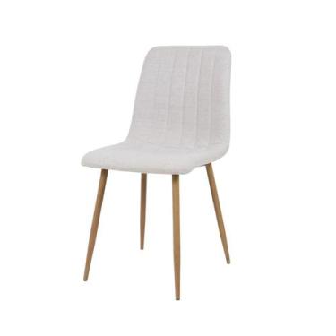 Imagem de Cadeira de Jantar Kendra Creme Estofada Anatômica com Pés em Metal Efe