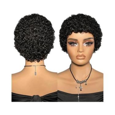 Imagem de Peruca De Cabelo Humano Cacheado Crespo Para Mulheres, Curta, Estilo P