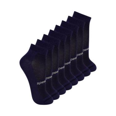 Imagem de Kit com 8 Pares de Meias Esportiva Cano Curto Speedo 8033, Azul marinh