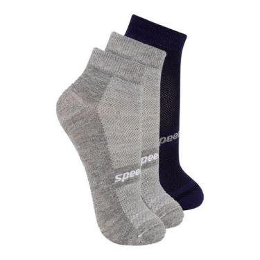 Imagem de Kit com 3 Pares de Meias Esportiva Cano Curto Speedo 8033 Colorido, Az