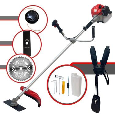 Imagem de Máquina de Cortar Grama À Gasolina Anmax CG430-P TB 43cc 2HP 9.000rpm Roçadeira Com Lâmina 2 Pontas + Lâmina 40 Dentes Vídea + Carretel de Nylon