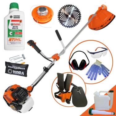 Imagem de Roçadeira Com ÓLEO STIHL GR520XP Terra 52cc 2,5HP Faca 40 Dentes e Carretel Nylon + KIT Completo de Proteção Individual Ideal na Manutenção de Jardins