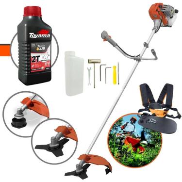 Imagem de Máquina de Cortar Grama Á Gasolina Tekna RL520ACG2 2T 52cc 2HP 13.000RPM Roçadeira Lateral Com Faca 3 Pontas e Carretel Nylon + ÓLEO TOYAMA 2T