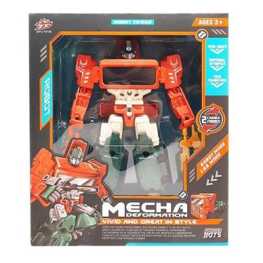 Imagem de Boneco Robô Transforma em Caminhão 2 em 1 Robot Fighter Bots Laranja e