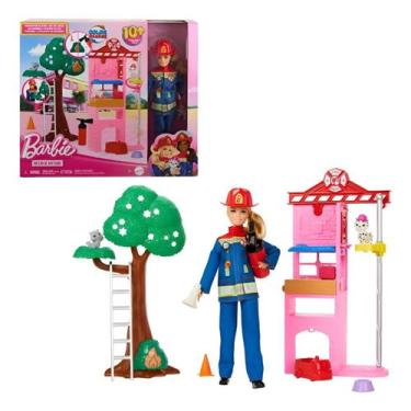 Imagem de Playset Barbie Boneca Profissões Bombeira C/Acessórios - Mattel