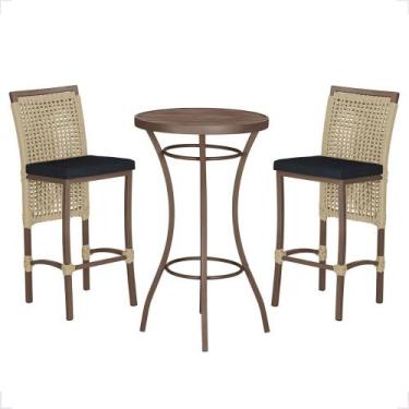 Imagem de Mesa Bistro e 2 Banquetas Roma Marrom Corda Náutica 12 Trama Original,