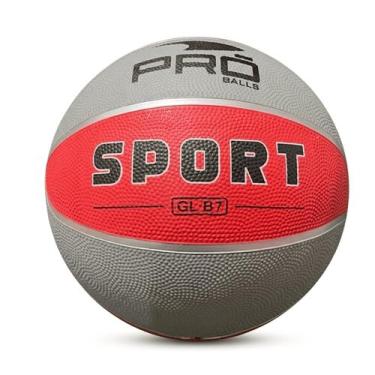 Imagem de Bola De Basquete Pro Balls Sport Cinza Com Vermelho - Tamanho 7 - Pró 