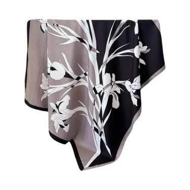 Imagem de Lenço Quadrado De Seda Luxuoso Feminino 90x90CM, Macio E Elegante, Est