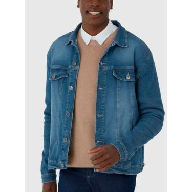Imagem de Jaqueta Jeans Malwee 1000126089 Masculina Tradicional Stretch T. M/XGG