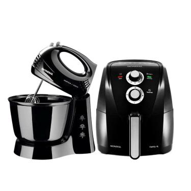 Imagem de Kit Air Fryer Mondial 4L 1500W e Batedeira Mondial Pratica 3,6L 400W