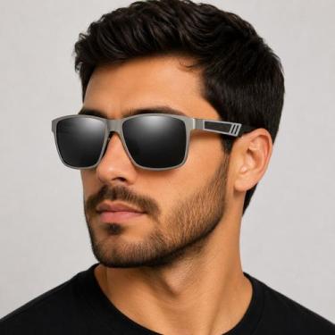 Imagem de Óculos De Sol Masculino Polarizado Uv400 Luxuoso Vinkin 378 Cinza Cinz