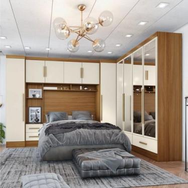 Imagem de Quarto de Casal Completo Modulado 5 Peças 6 Portas 4 Gavetas com Malei