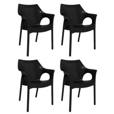 Imagem de Conjunto com 4 Cadeiras para Jardim Relic Preto - Im In Home