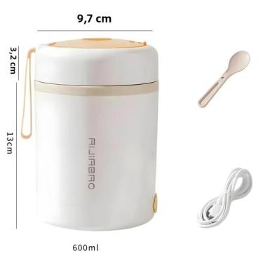 Imagem de Caixa Térmica Elétrica Portátil USB De 600ML Em Aço Inoxidável Para Al
