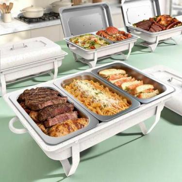 Imagem de Conjunto de Rechaud Amhier 9 Qt com 4 Peças em Aço Inoxidável Branco
