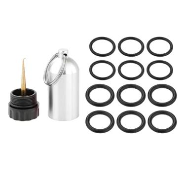 Imagem de Garrafa de Armazenamento de Cilindro de de de Liga de Alumínio com 12 Anéis de Vedação Kit de de Chaveiro, Prata