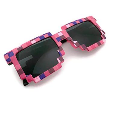 Imagem de grinderPUNCH Óculos de sol para jogadores geek retrô de pixel de 8 bits tamanho adulto, rosa, Large