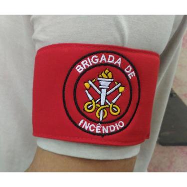 Imagem de Braçadeira de Brim, modelo Brigada de Incêndio, bordada em cores