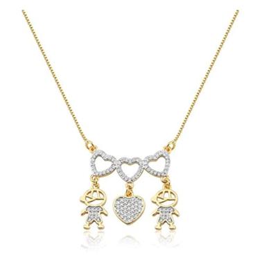 Imagem de Colar Canga Com Coração e Dois Meninos Cravejados