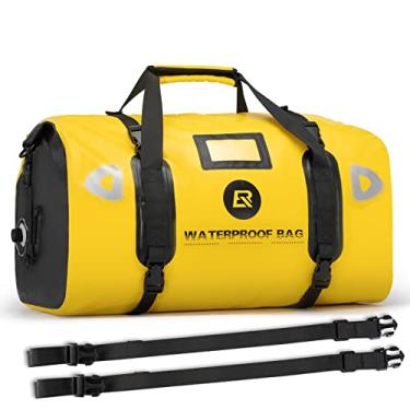 Imagem de Bolsa impermeável para viagem à Motocicleta 60L ROCKBROS Bolsa de viagem para motociclismo, passeios de barco, caiaque, acampamento, pesca, aventuras ao ar livre para homens e mulheres, Amarelo, 60L